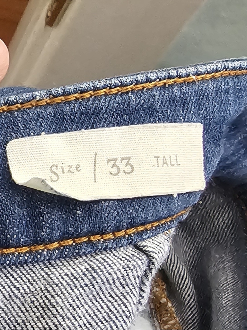 High-Waisted Wide Leg Dark Blue PILCRO Jeans with Self Tie Belt 33 Tall - Picture 7 of 7
